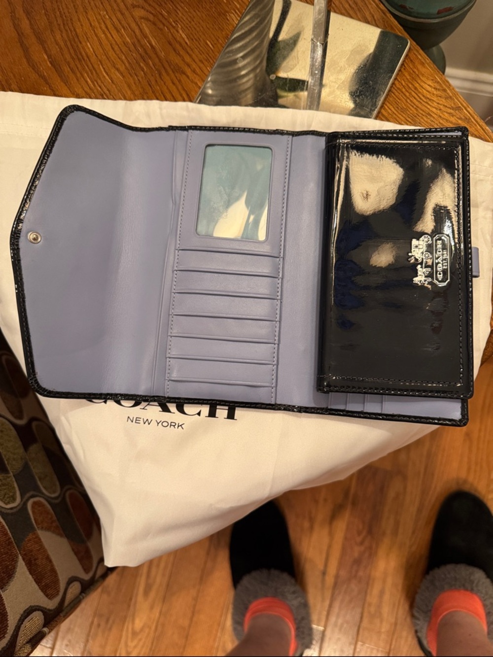 Coach Dark Blue Patent Leather Satchel with matching Wallet & Checkbook EUC - Picture 9 of 16